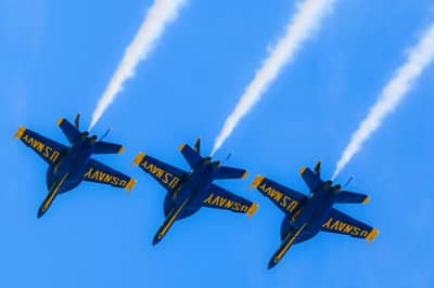 Blue Angels F/A-18 Super Hornets in Formation Flight