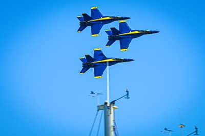 Blue Angels F/A-18 Super Hornets in Formation Flight