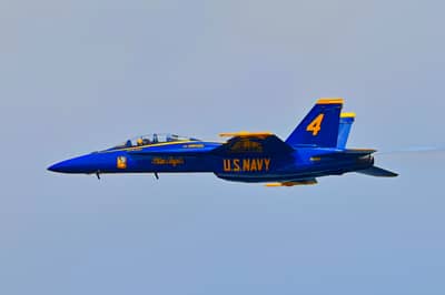 Blue Angels F/A-18 Super Hornet No. 4 in Flight