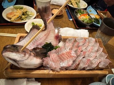 Elaborate Sashimi and Whole Fish Presentation in Tokyo