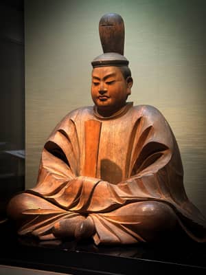 Wooden Sculpture of Japanese Courtier in Formal Attire