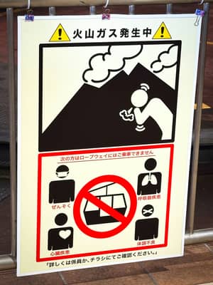 Volcanic Gas Warning Sign at Mount Fuji