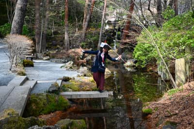 Costumed Visitor at Japanese Garden, Mount Fuji Region