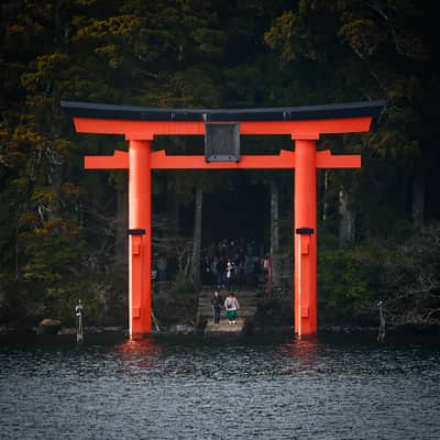 Torii Gate Rising from Lake Waters, Mount Fuji Region