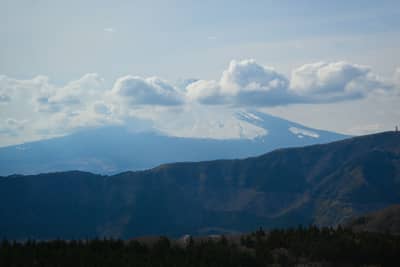 Mount Fuji Through Layered Mountain Ranges