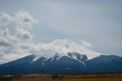 Snow-Capped Mount Fuji Above Rural Valley