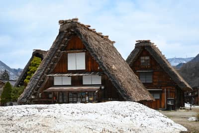 Traditional Gassho-zukuri Houses in Winter, Shirakawa-go Village