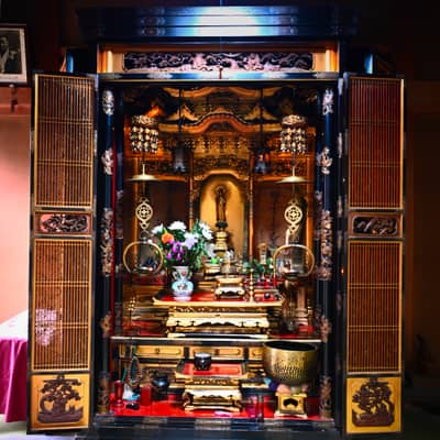 Ornate Buddhist Altar (Butsudan) in Shirakawa-go Village