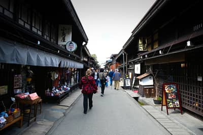 Historic Street Scene in Takayama's Preserved Merchant District