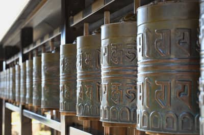 Buddhist Prayer Wheels in Kyoto, Japan