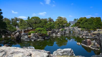 Traditional Japanese Garden with Pond and Pine Trees, Kyoto