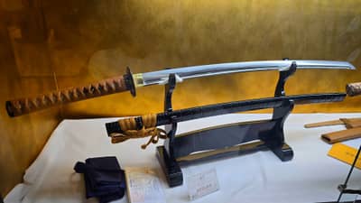 Japanese Katana with Scabbard Display in Kyoto