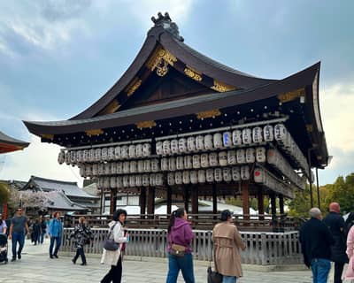Traditional Temple with Paper Lanterns, Kyoto