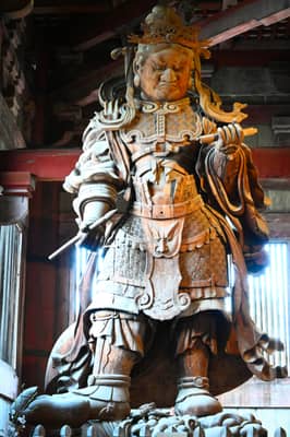 Wooden Nio Guardian Statue in Temple Interior, Nara