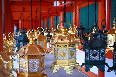 Hanging Bronze Lanterns at Nara Temple