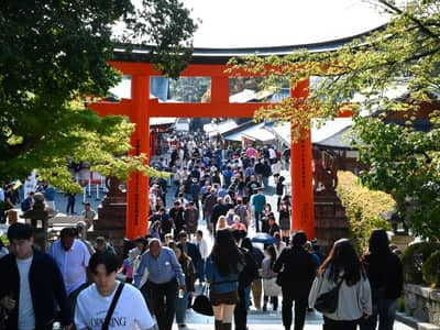 Crowds at Fushimi Inari Shrine Entrance, Kyoto