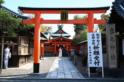 Vermillion Torii Gate at Traditional Inari Shrine, Kyoto