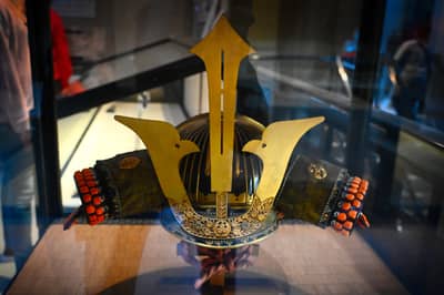 Samurai Helmet Display in Hiroshima Museum