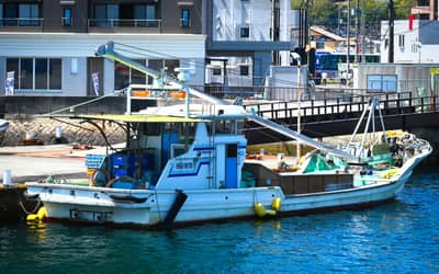 Traditional Fishing Boat Moored in Hiroshima Harbor