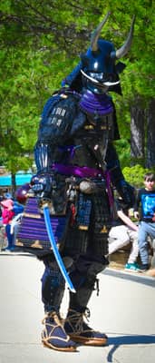 Traditional Samurai Armor Display in Hiroshima