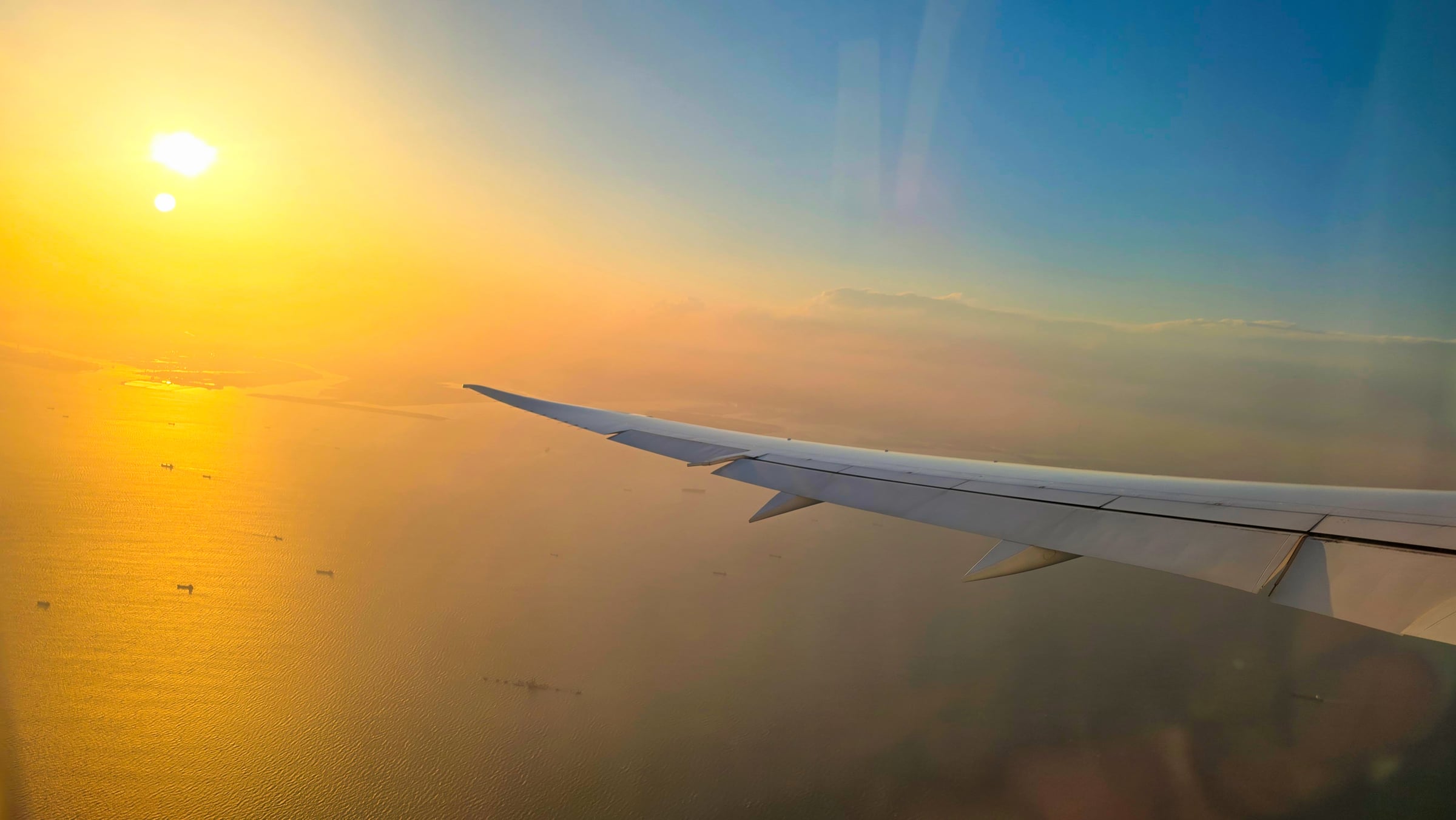 Sunset Flight Over Japanese Waters