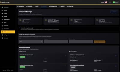 Snapshot Manager Admin Interface