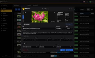 Photography Portfolio CMS Admin Interface - Photo Editing Modal